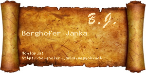Berghofer Janka névjegykártya